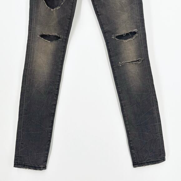R-13 Women Low Rise Skinny Jeans Size 25 Distressed Grunge Punk Gray Stretch NWT - Picture 3 of 9